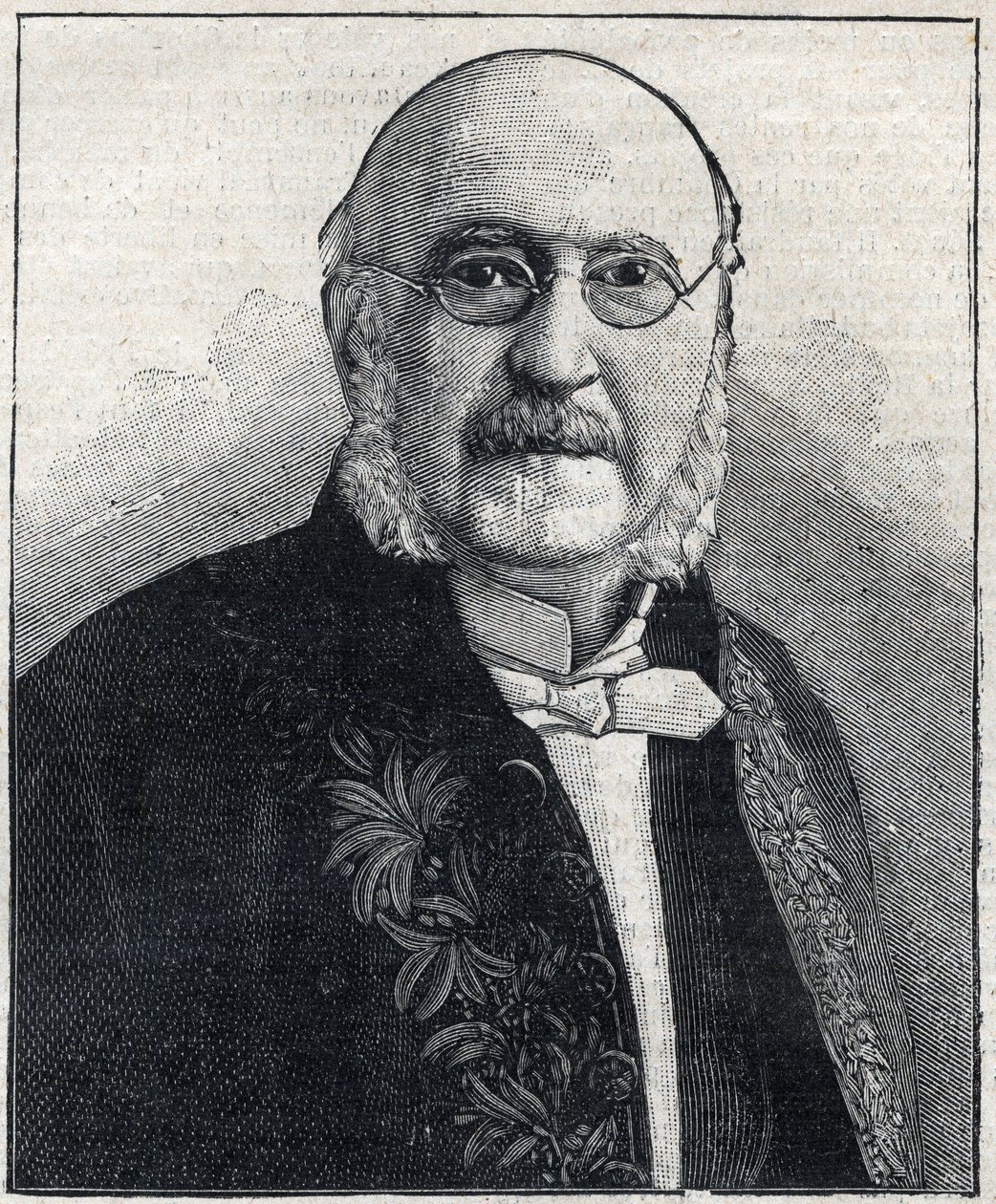 Portræt af Francois Jules Suisse dit Jules Simon (1814-1896), fransk filosof og statsmand, i "Le Petit Parisien"" af French School