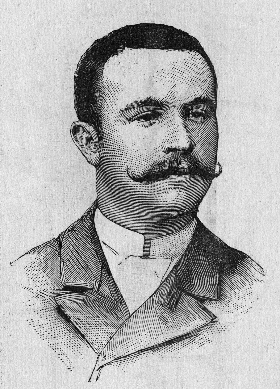 Portræt af Francois Lhoste (1859-1887), fransk aeronaut - i "" Album de la Science; berømte lærde; Store opdagelser””” 1896. af French School