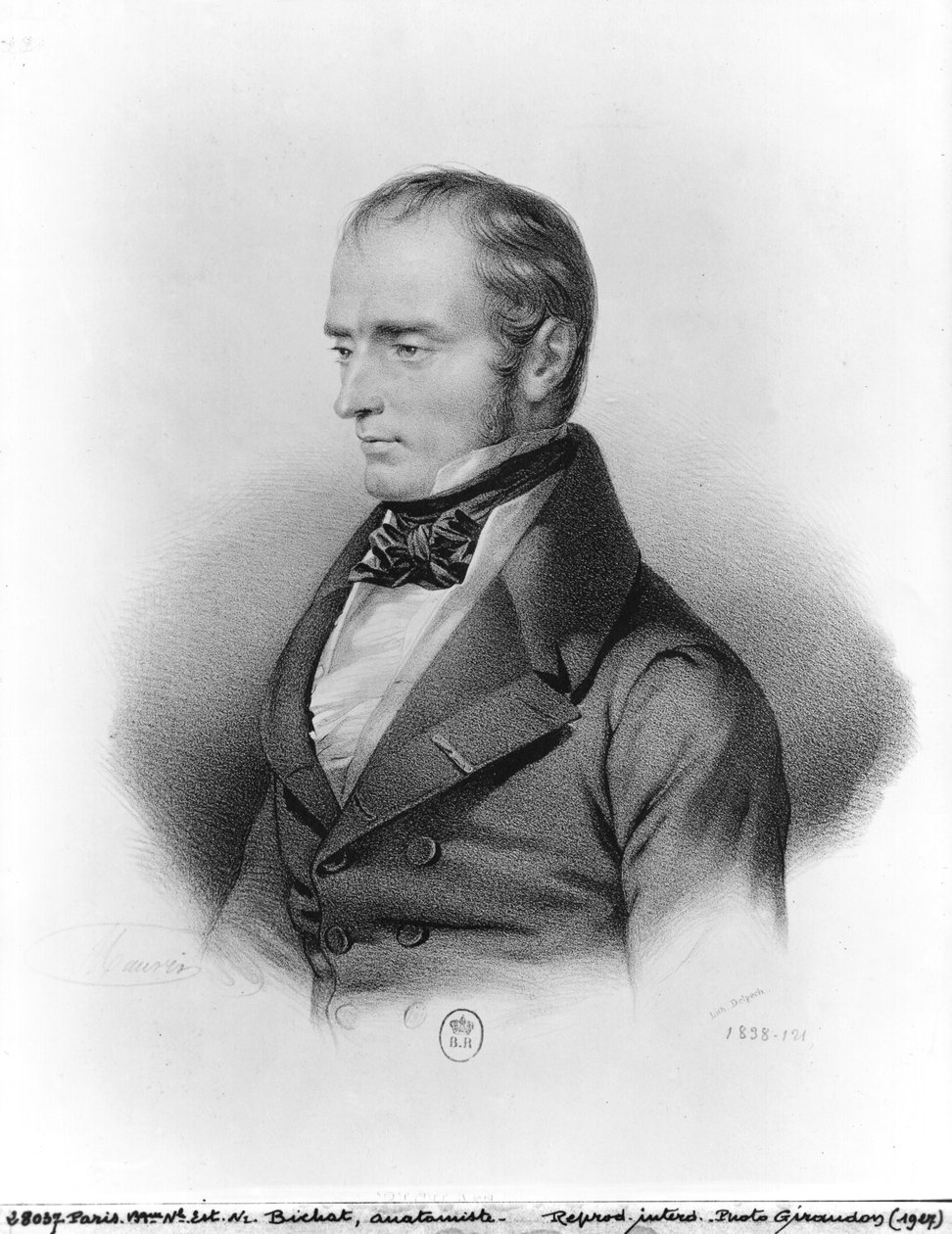 Portræt af Francois Xavier Bichat (1771-1802) graveret af Francois Seraphin Delpech (1778-1825) af French School