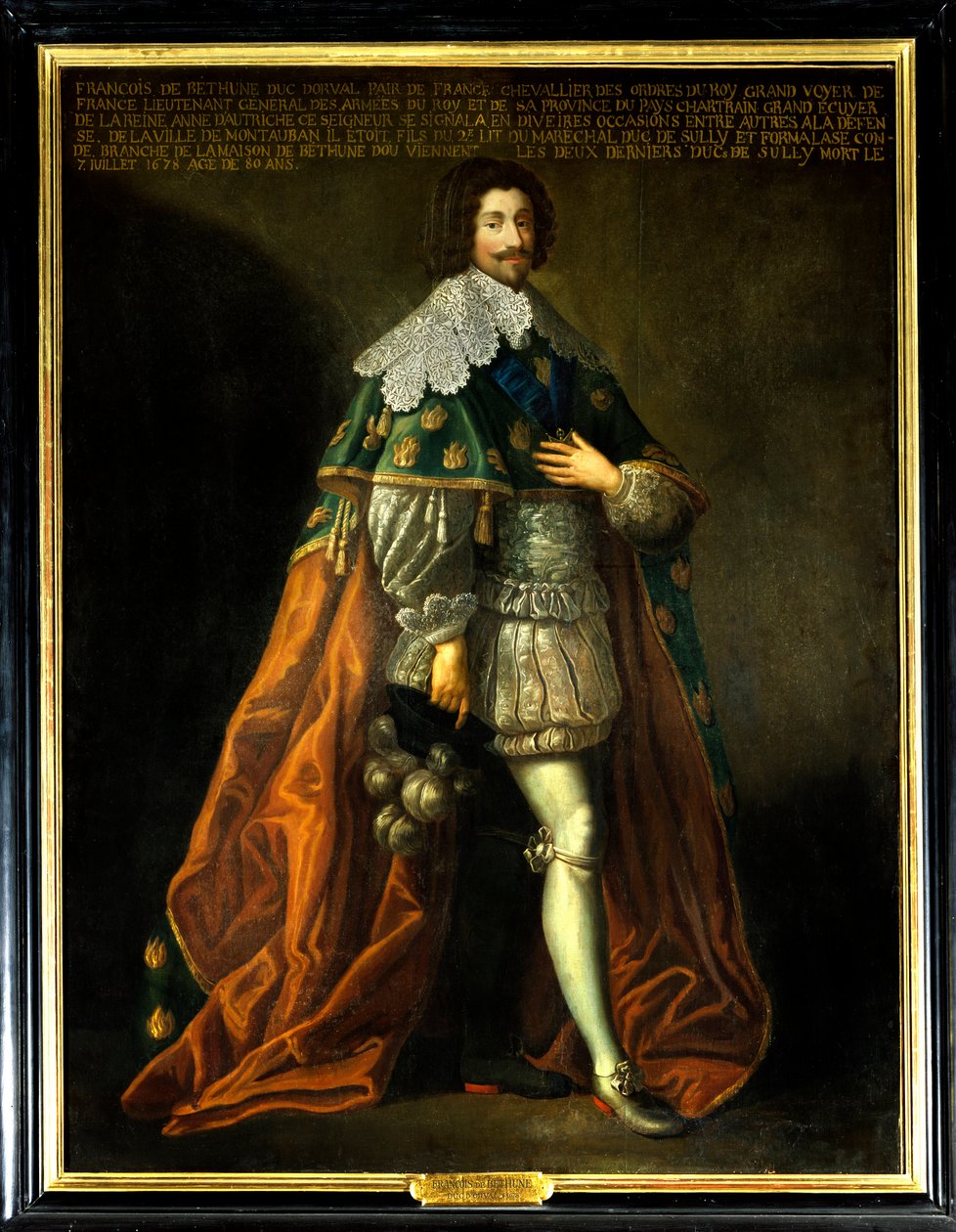 Portræt af Francois de Bethune, hertug af Orval (1598-1678) endda af Frankrig, søn af Maximilian af Bethune, hertug af Sully (1559-1641). Anonymt maleri fra det 17. århundrede. Olie på lærred. Obligatorisk omtale: Sully sur Loire, Chateau de Sully - Portræ af French School