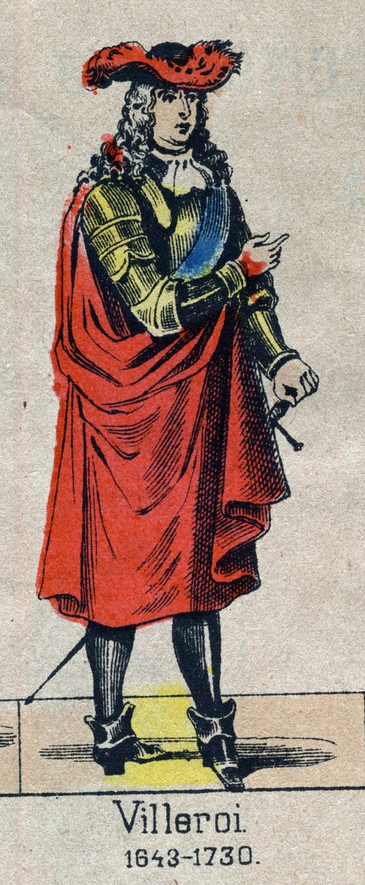 Portræt af Francois de Neufville, hertug af Villeroi, Marechal af Frankrig (1644-1730). Billede af Epinal fra slutningen af det 19. århundrede. af French School