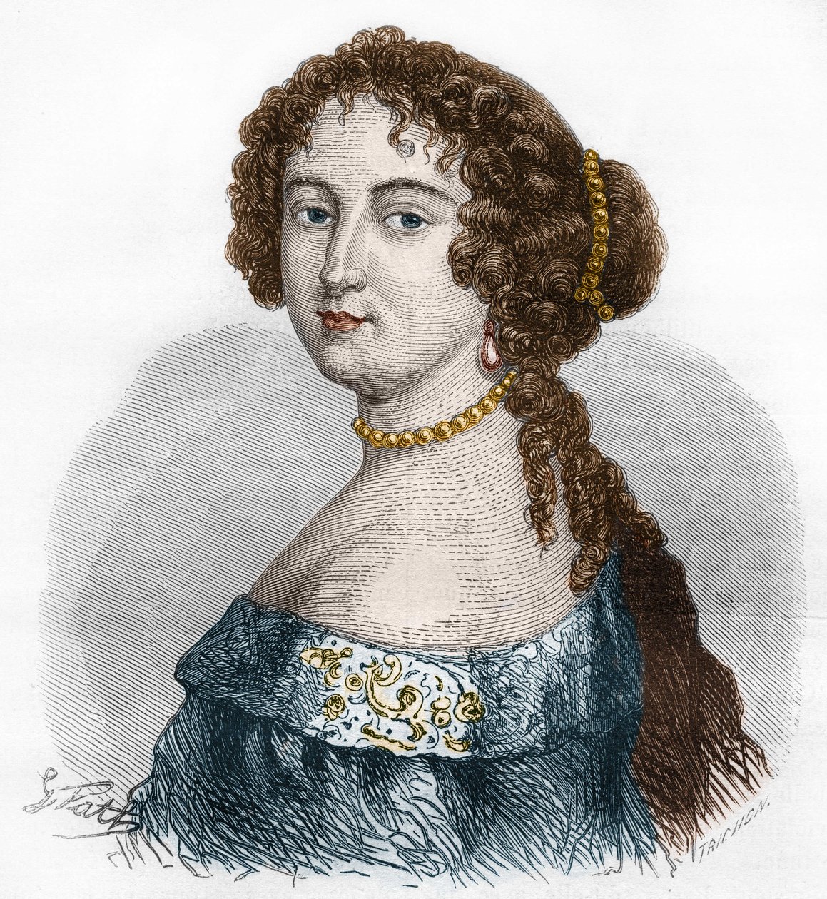 Portræt af Francoise Athenais (Francoise-Athenais) af Rochechouart Mortemart, Marquise de Montespan (eller Madame de Montespan) (1640-1707). Stik fra 1879. af French School