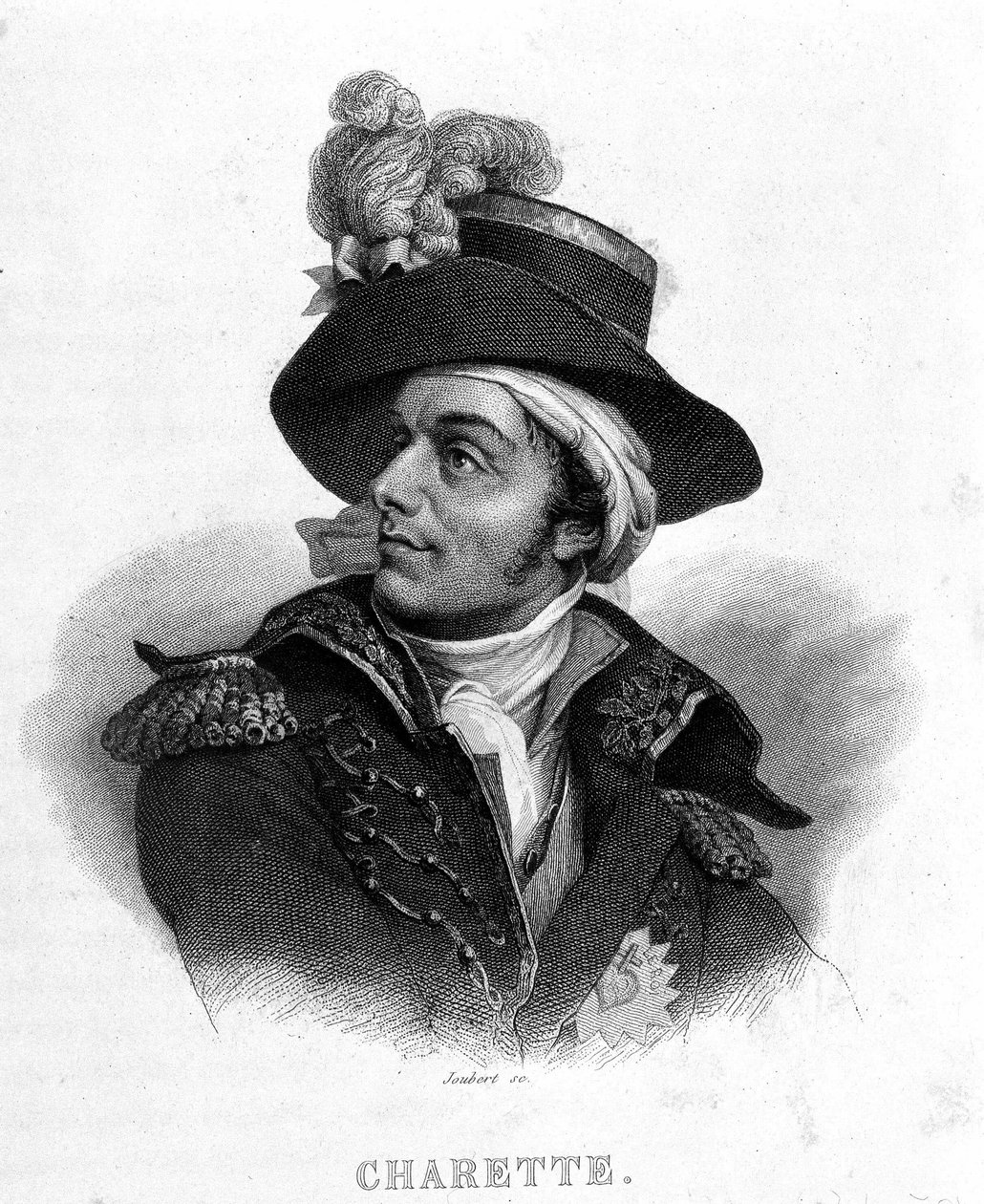 Portræt af François Athanase (Francois-Athanase) De Charette de la Contrie (1763 - 1796) - i "" Revolution francaise"" af Thiers. 19. århundrede af French School