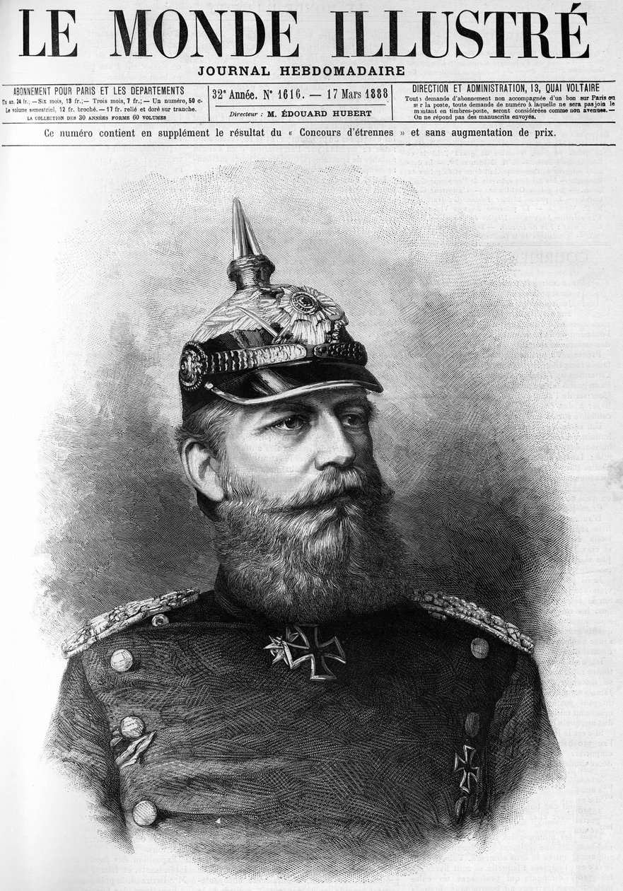 Portræt af Frederik III af Preussen (1831-1888) i "The Illustrous World" i 1888. af French School