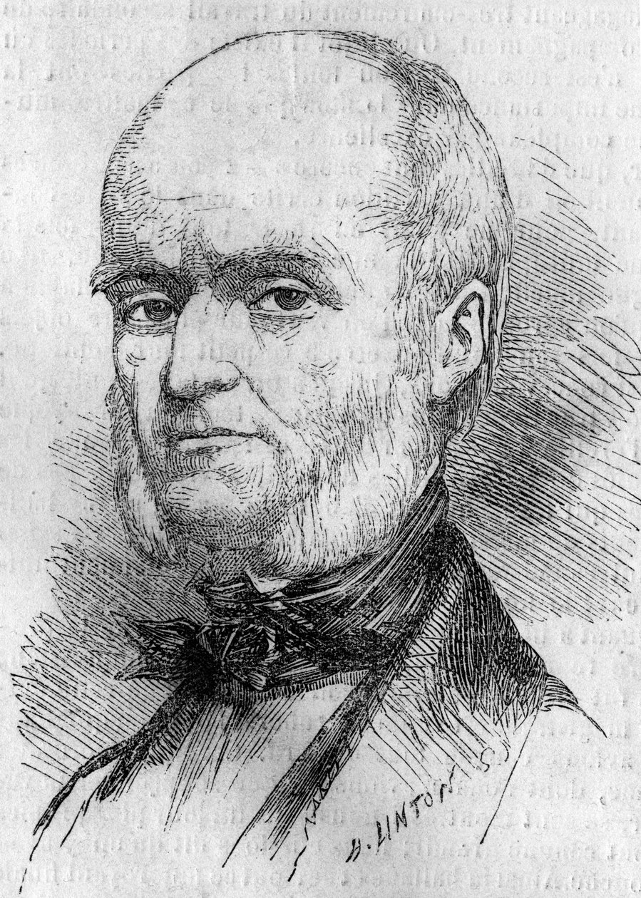 Portræt af Frederic Millet (1796-1859), fransk miniaturist. Indgravering i "" Le Monde Illustré"" nr. 133 af 29. oktober af French School