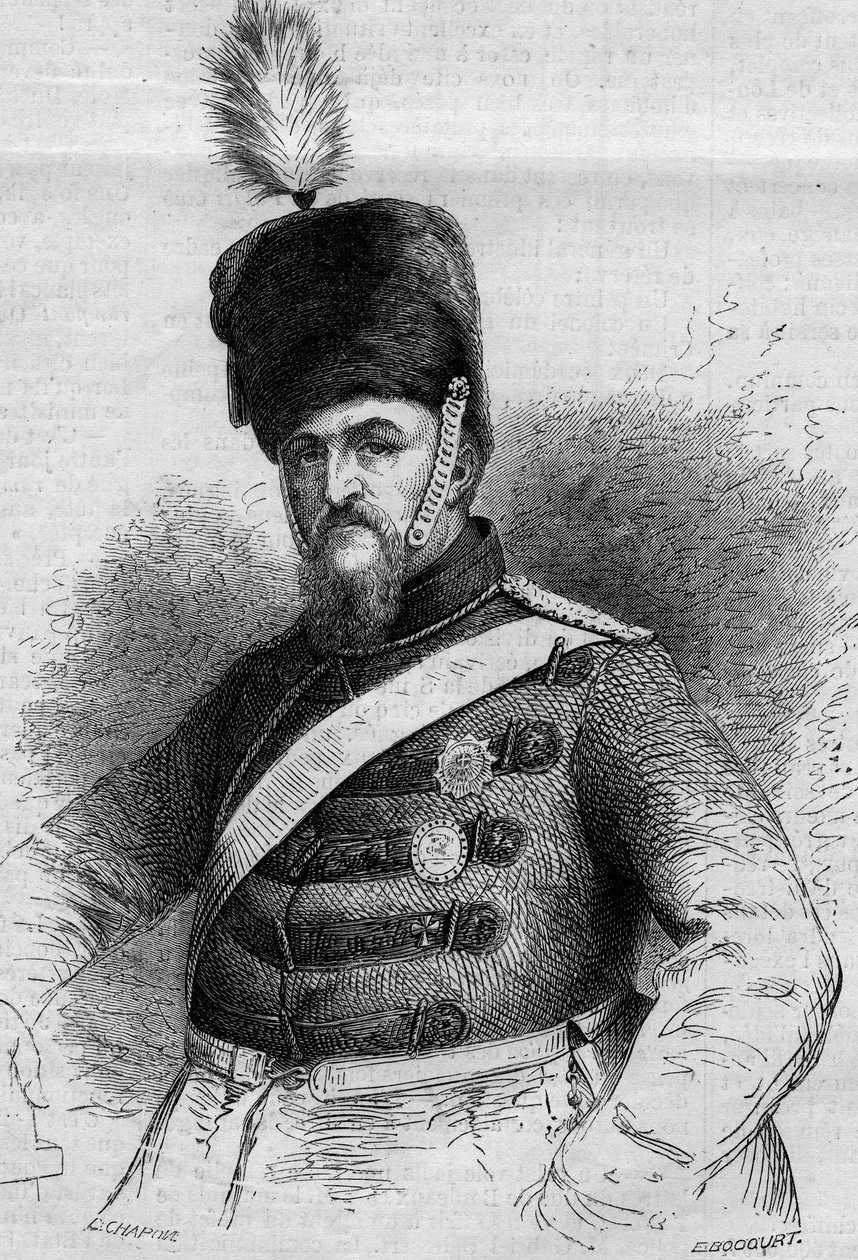 Portræt af Frederik VII (1808-1863), konge af Danmark. Indgravering i "" Le Monde Illustré"" nr. 346 af 28. november 1863. af French School