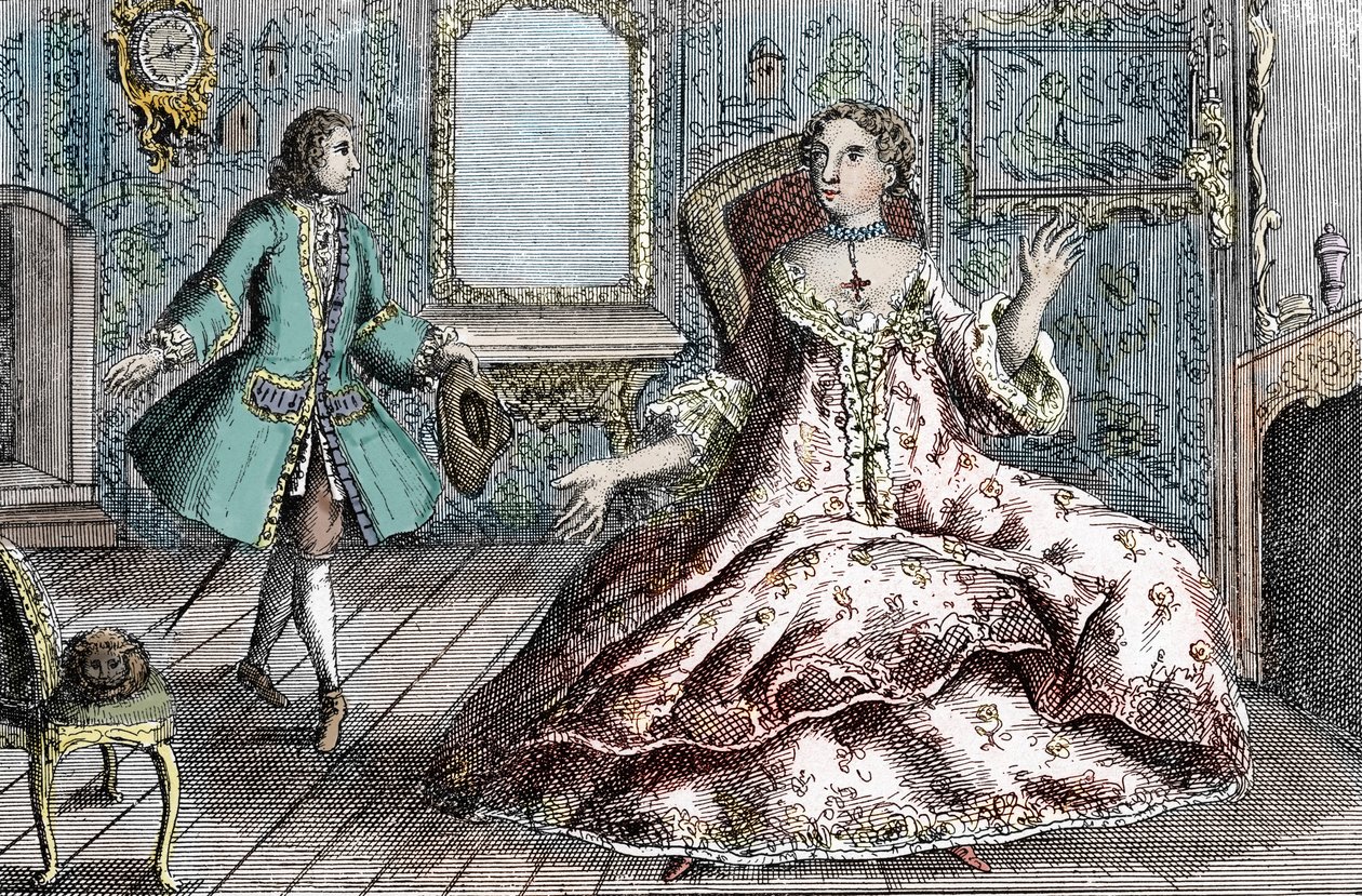 Portræt af den franske forbryder Marie Catherine Taperet Lescombat og hendes elsker Henri Mongeot (gravering) af French School