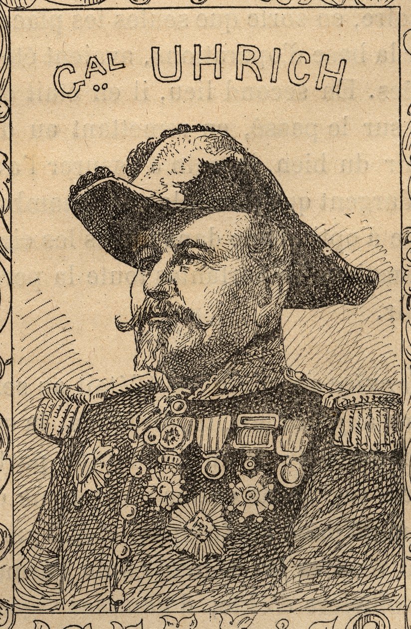 Portræt af den franske general Jean-Jacques Uhrich - 1870-71 (kobberstik) af French School