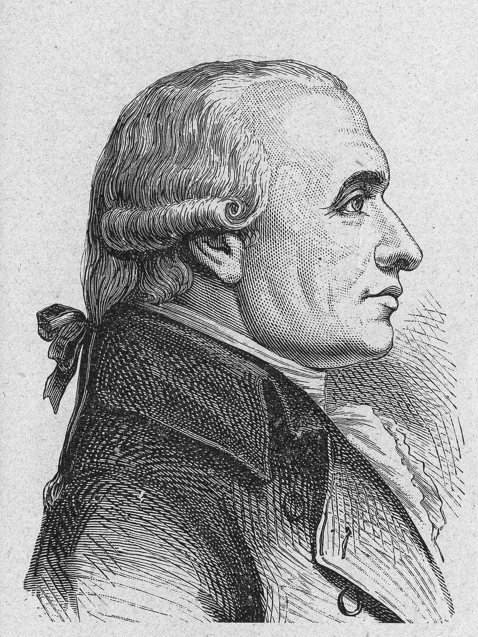 Portræt af Gaspard Monge, greve af Peluse (1746 - 1818), fransk matematiker - i "Album de la Science; berømte videnskabsmænd; Store opdagelser””” 1896. af French School