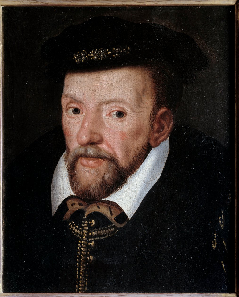 Portræt af Gaspard de Coligny (1519-1572) admiral af Frankrig Maleri af den franske skole. 16. århundrede søn. 0,24x0,19 m af French School