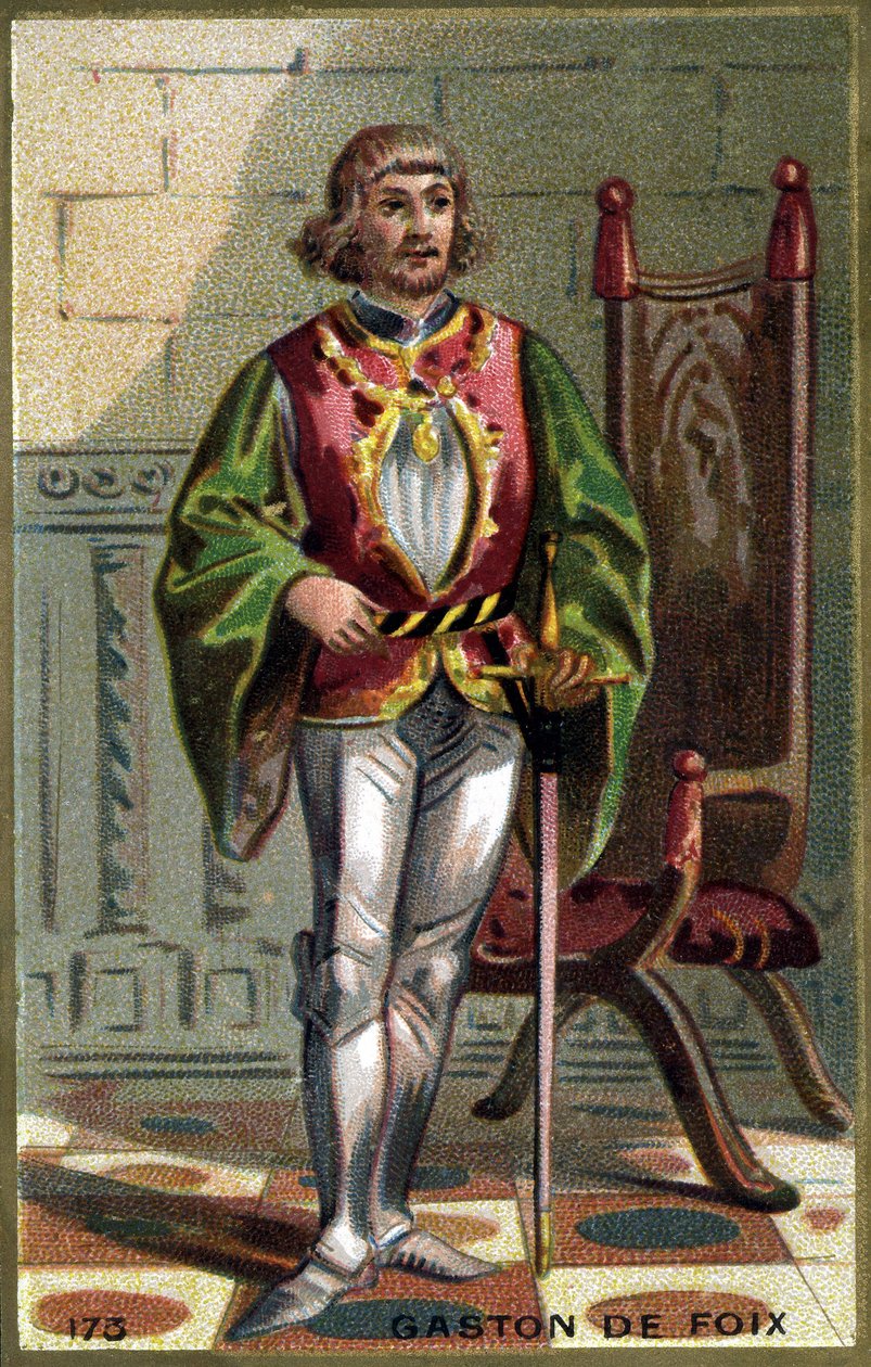 Portræt af Gaston de Foix (1489-1512). Kromolitografi i slutningen af det 19. århundrede. af French School