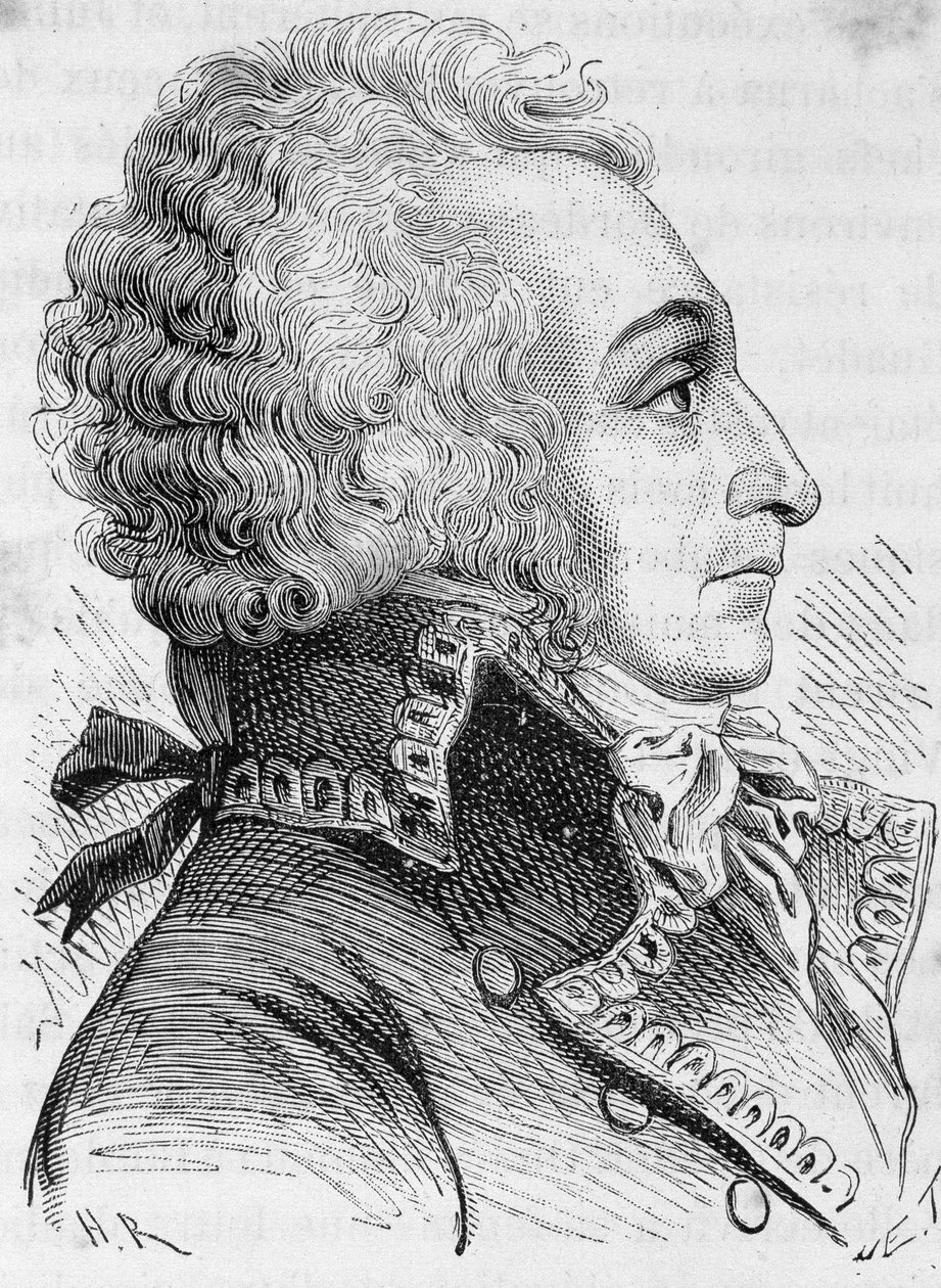 Portræt af general Alexandre Viscount de Beauharnais (1760-1794), anklaget for at have forsvaret Mainz dårligt i 1793, han var guillotine - i "L
