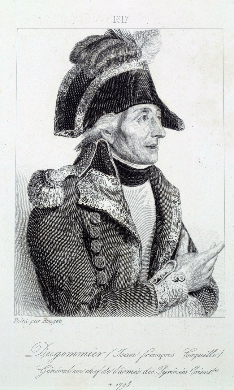 Portræt af general Dugommier (1738-1794) chef for de nationale garder på Martinique i 1790 Indgravering af det 19. århundredes Chartres musee des Beaux Arts af French School