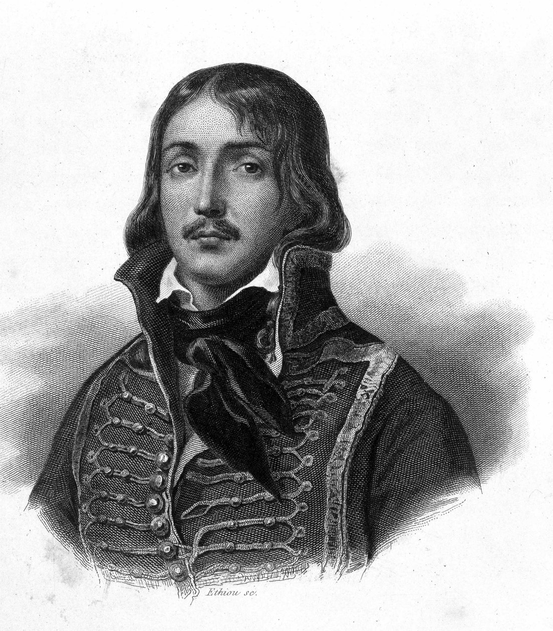 Portræt af general Francois Severin Marceau Desgraviers, dit Francois (1769 - 1796) - i "Revolution francaise" af Thiers. 19. århundrede af French School