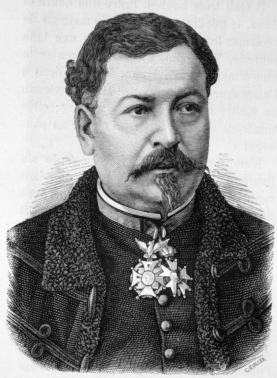 Portræt af general Jean Auguste Margueritte (1823 - 1870, død i slaget ved Sedan), far til Paul og Victor Margueritte - i "" Frankrigs historie"" af Henri Martin af French School