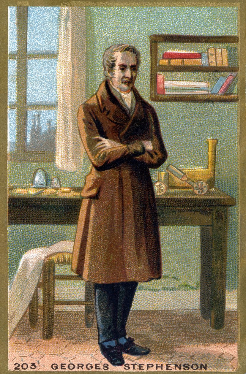 Portræt af George Stephenson (1781-1848). Kromolitografi i slutningen af det 19. århundrede. af French School