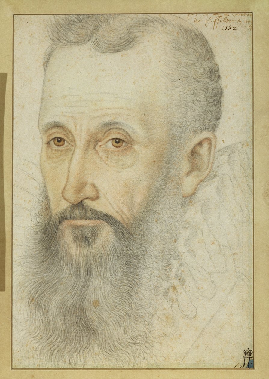 Portræt af George Talbot, 6. jarl af Shrewsbury (1528-90) (kridt på papir) af French School