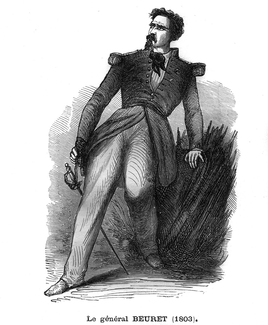 Portræt af Georges Beuret, fransk brigadegeneral (1803-1859), officer i Æreslegionen. Indgravering i “Les Illustrations De L