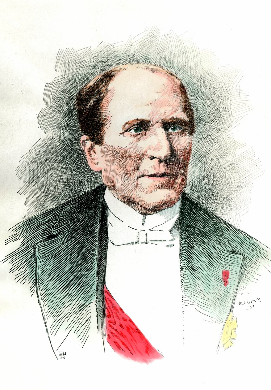 Portræt af Georges Eugene Haussmann kaldet Baron Haussmann (1809 - 1891) præfet af Seinen under det andet imperium. Indgravering af det 19. århundrede. Privat samling. af French School