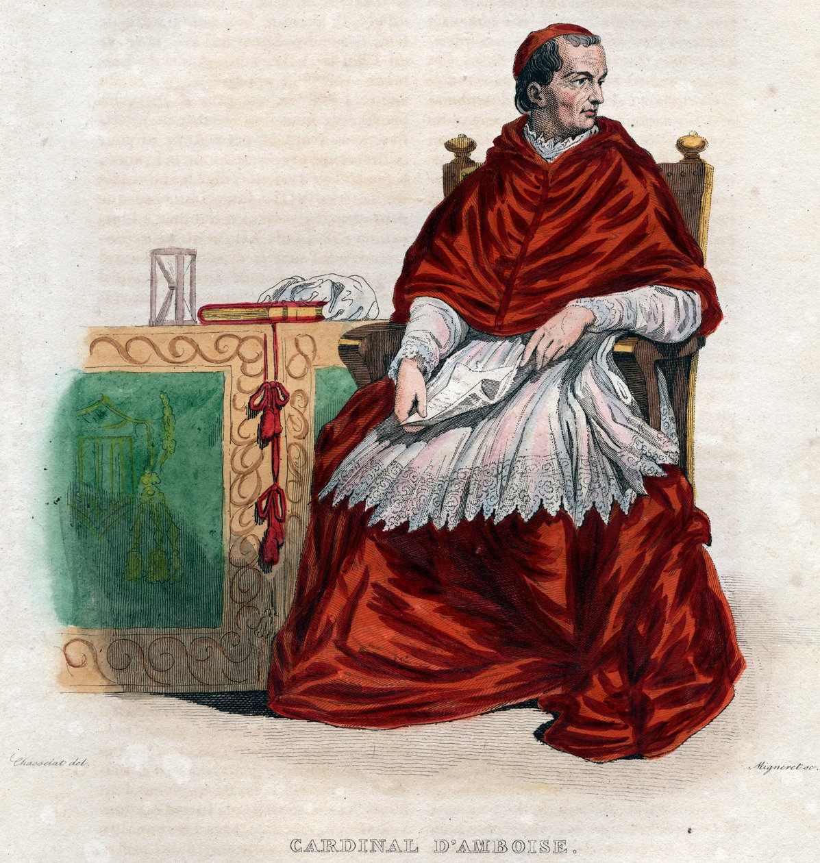 Portræt af Georges dAmboise (1460-1510), fransk kardinal og statsminister. af French School