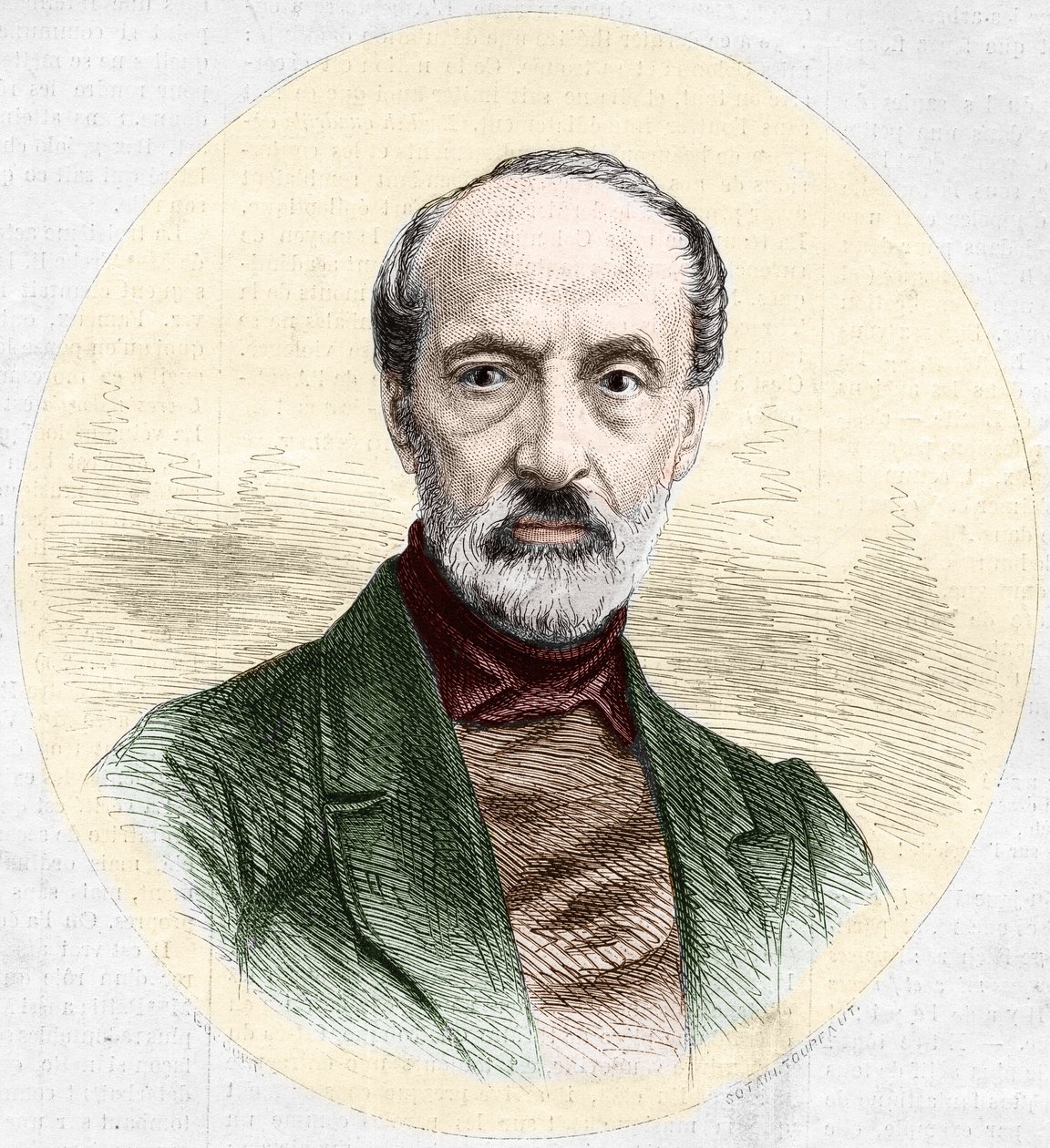 Portræt af Giuseppe Mazzini (1805-1872), italiensk politiker og nationalist. Indgravering i "" Le Monde Illustré"" nr. 779 af 16. marts 1872. af French School