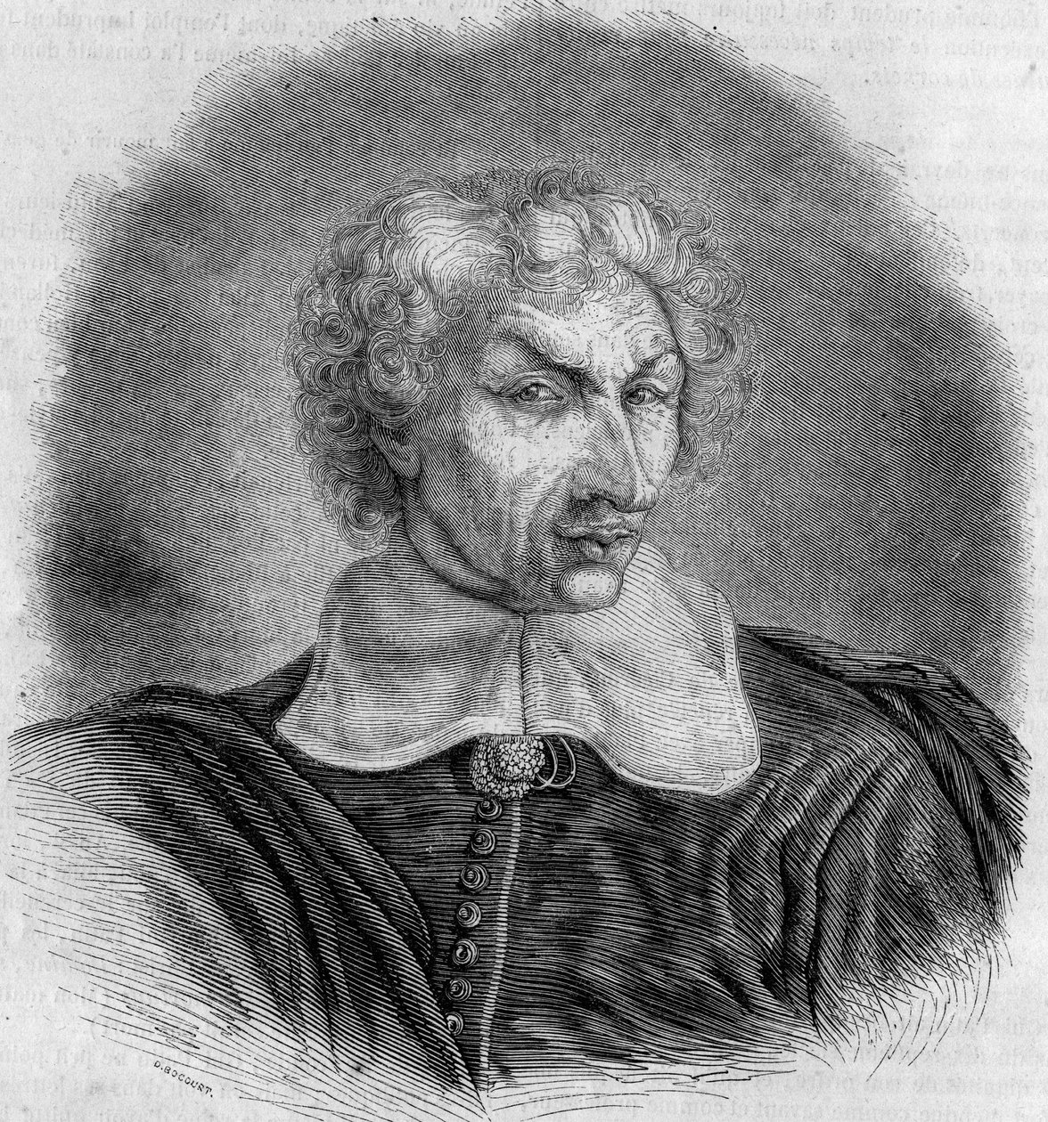 Portræt af Gui (Guy) Patin (1601-1672), fransk læge og forfatter. Gravering af Bocour i "" Le Magasin maleriske"" af French School