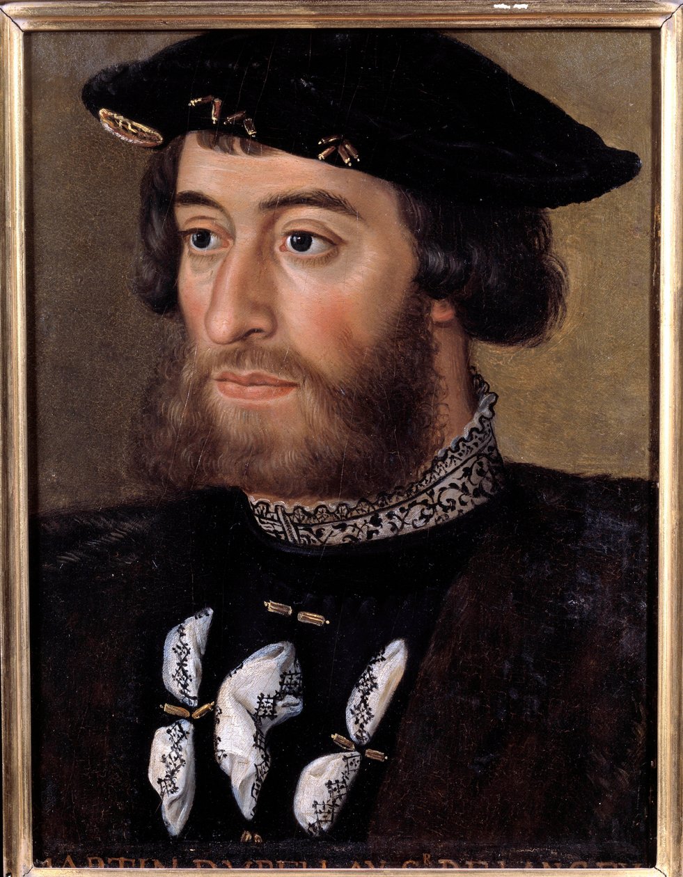 Portræt af Guillaume de Bellay, Lord of Langey (1491-1543) Han var guvernør i Torino og Piemonte. Anonymt maleri fra 1500-tallet. Svag. 0,32x0,23 m. Versailles, Chateaux de Versailles et de Trianon - Portræt af Guillaume de Bellay, Lord of Langey (1491-15) af French School