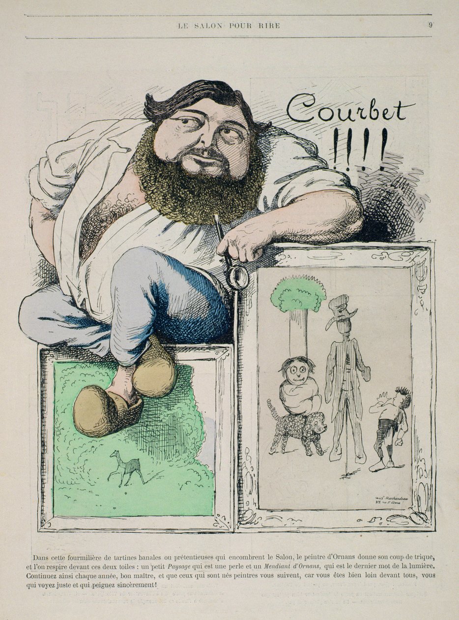 Portræt af Gustave Courbet (1819-77) illustration fra Gill Revue, pub. af 1868 af Marchandeau af French School