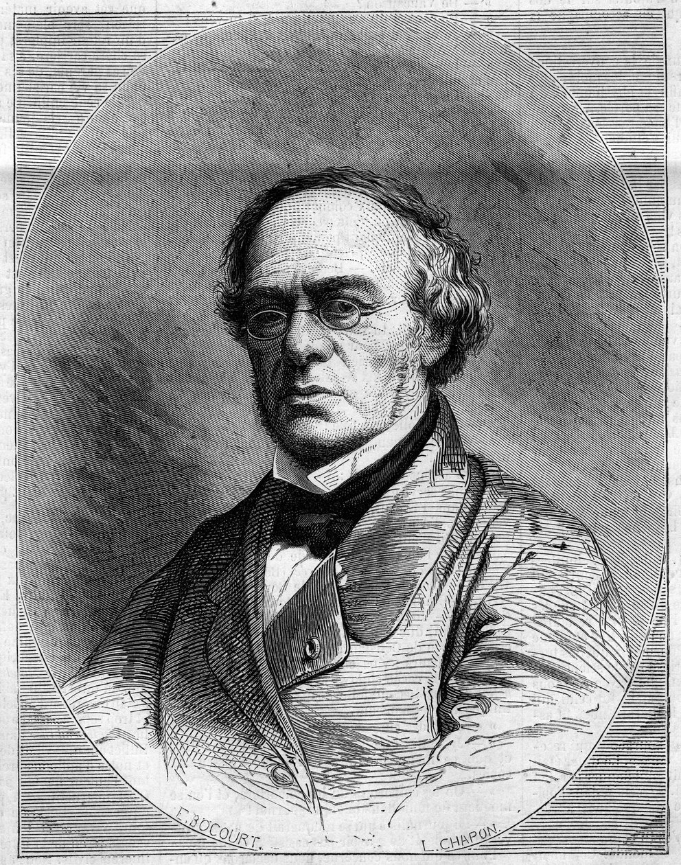 Portræt af Halevy (Jacques Fromental Levy, dit) (1799-1862), fransk komponist. Indgravering i "" The Illustrated World"" nr. 259 af 29. marts af French School