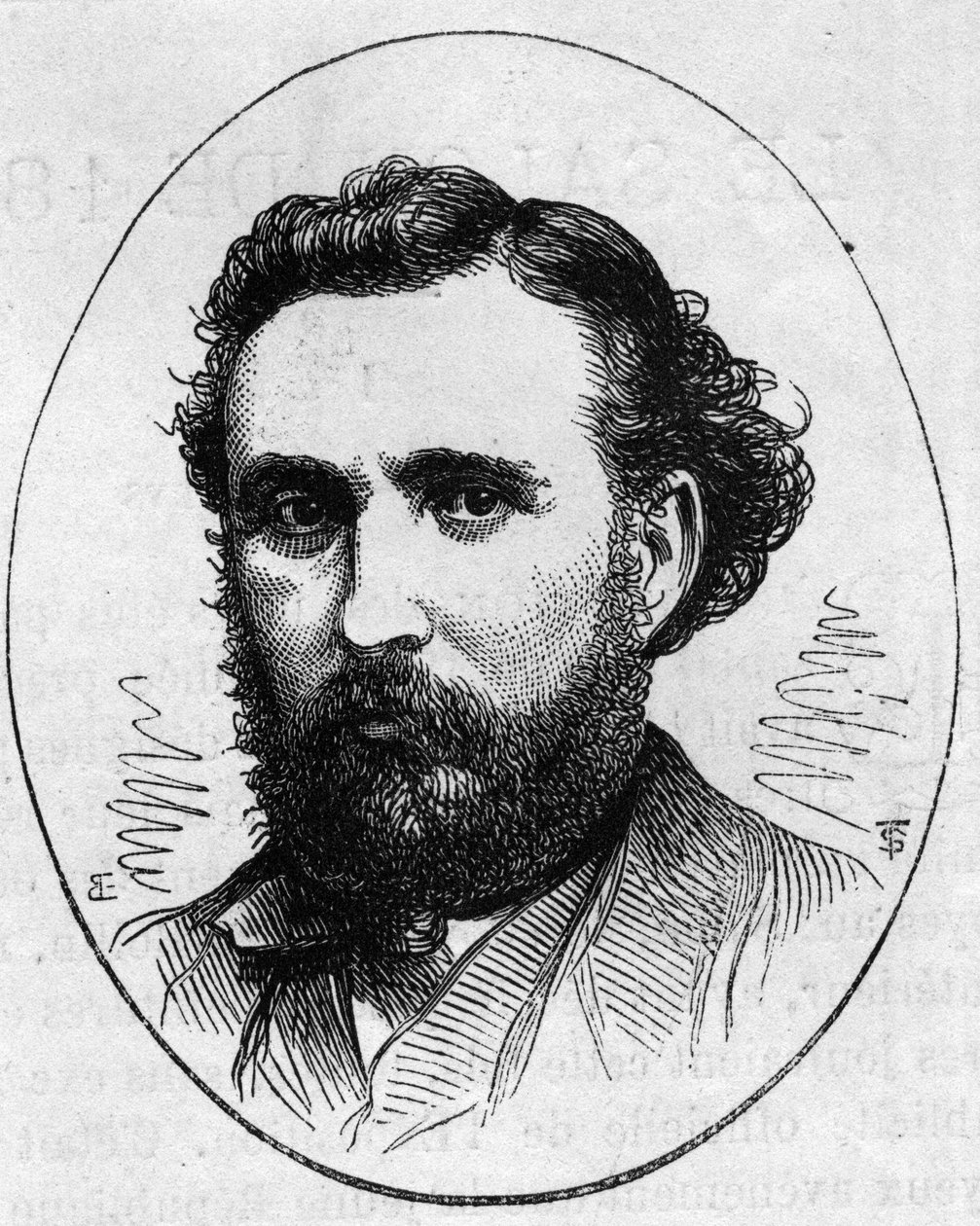 Portræt af Henri Chapu (1833-1891), fransk billedhugger. Indgravering i "" Le Monde Illustré"" nr. 890 af 2. maj 1874. af French School