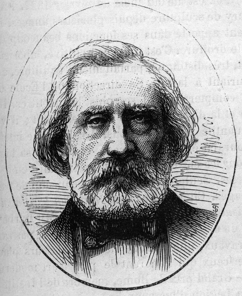 Portræt af Henri Labrouste (1801-1875), fransk arkitekt. Indgravering i "" Le Monde Illustré"" nr. 890 af 2. maj 1874. af French School