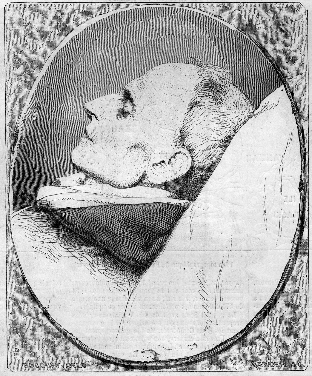 Portræt af Henri Lacordaire (1802-1861). Fransk præst og dominikaner på sit dødsleje. Indgravering i "" Le Monde Illustré"" nr. 243 af 7. december 1861. af French School