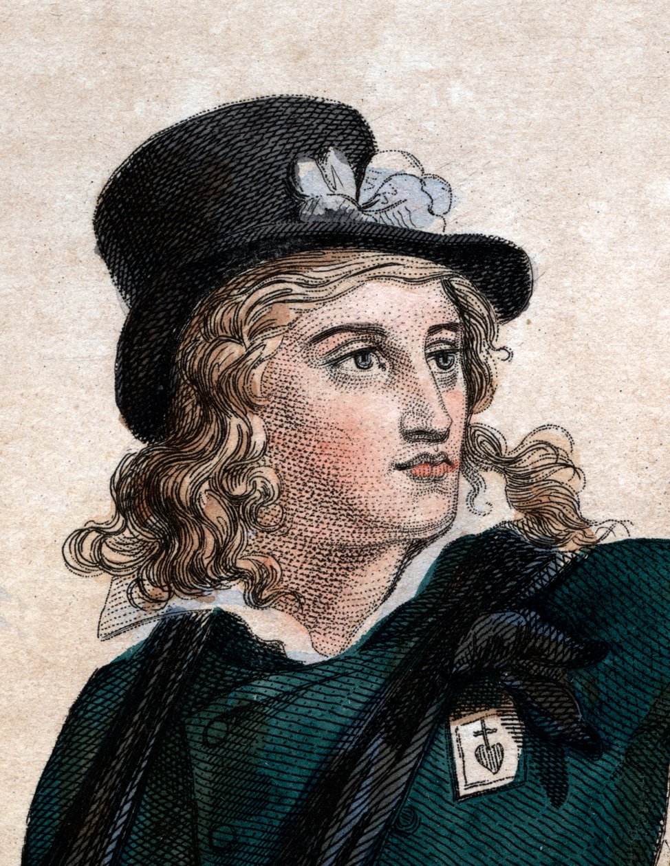 Portræt af Henri du Vergier (Verger), comte de La Rochejaquelein (1772-1794), general for den royalistiske vendéiske opstand (Krig i Vendée) under den franske revolution. af French School