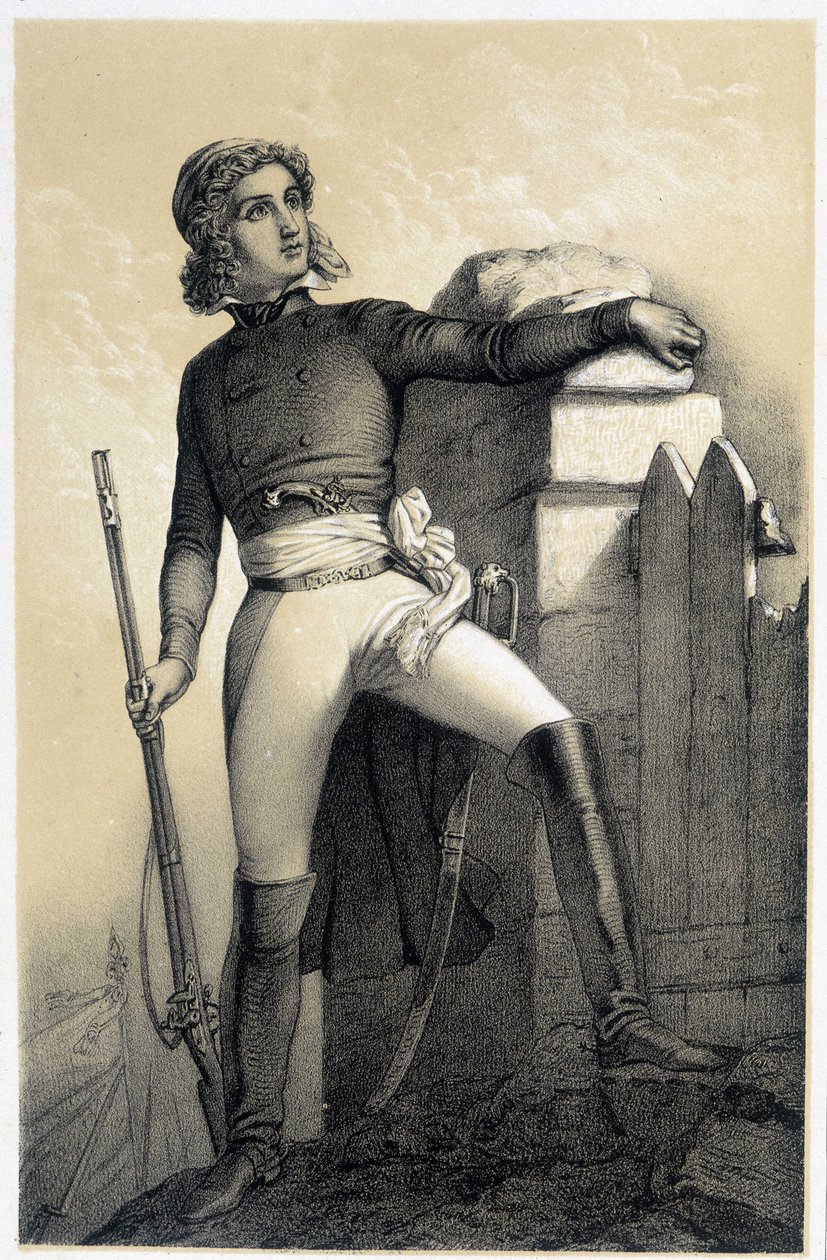 Portræt af Henri du Vergier, greve af La Rochejaquelein (eller Verger de La Rochejacquelein) (1772-1794) - i "Galerie historique de la Revolution francaise" af Albert Maurin af French School