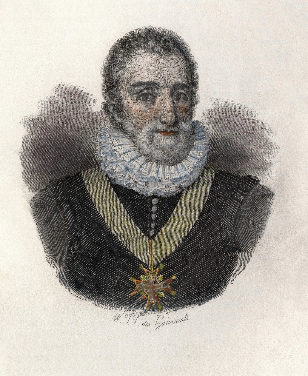Portræt af Henrik IV (1553-1610), konge af Frankrig (1589-1610) og Navarra (1572-1610). I "" Portrætter af nyttige mænd"" af French School