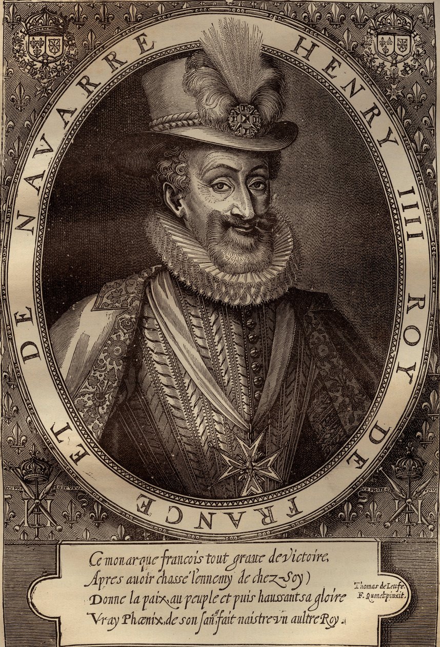 Portræt af Henrik IV (1553-1610) Konge af Frankrig - Portræt af Henrik IV (1553-1610) Konge af Frankrig - stik fra 1600-tallet af French School