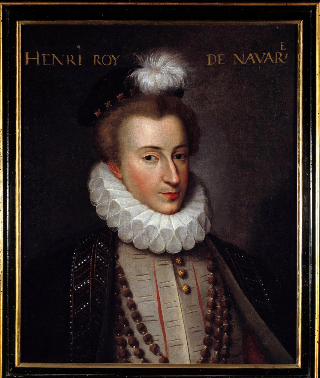 Portræt af Henrik IV (1553-1610) Konge af Frankrig Maleri af den franske skole. 16. århundrede søn. 0,51x0,61m. Pau, slotsmuseum af French School