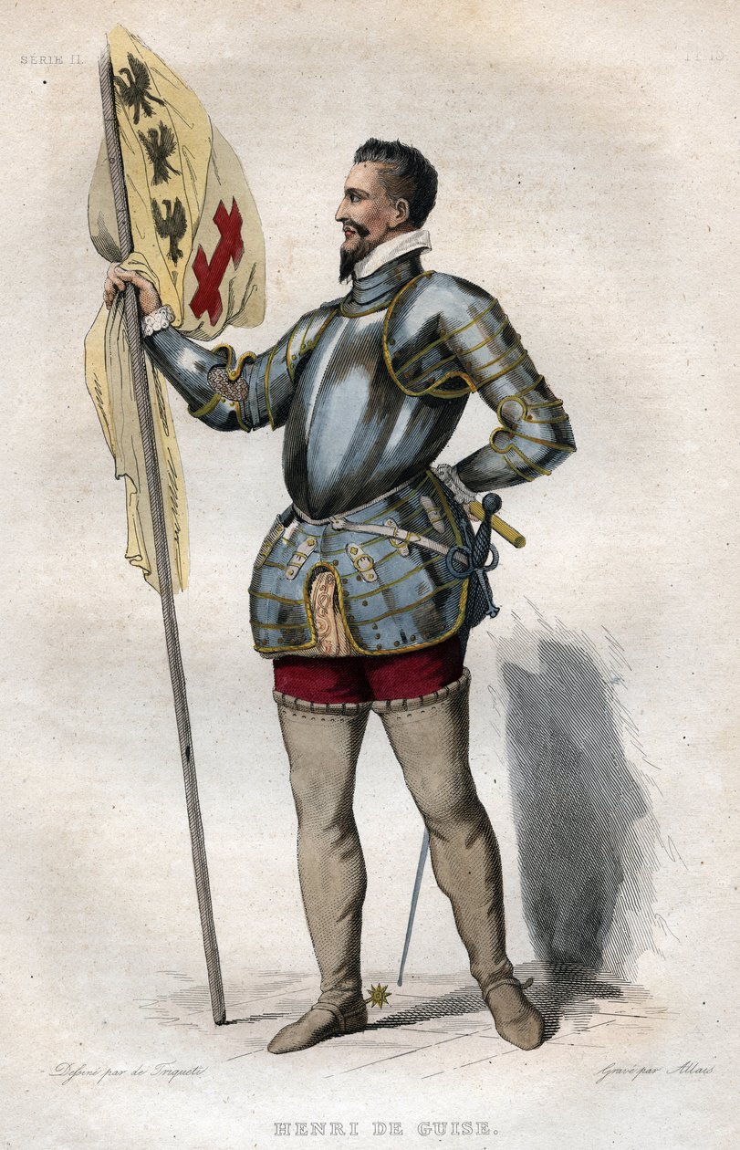Portræt af Henrik I, hertug af Guise (1550-1588) kaldet "den arrede", illustration fra "" Le Plutarque Français"" af Edmond Mennechet af French School