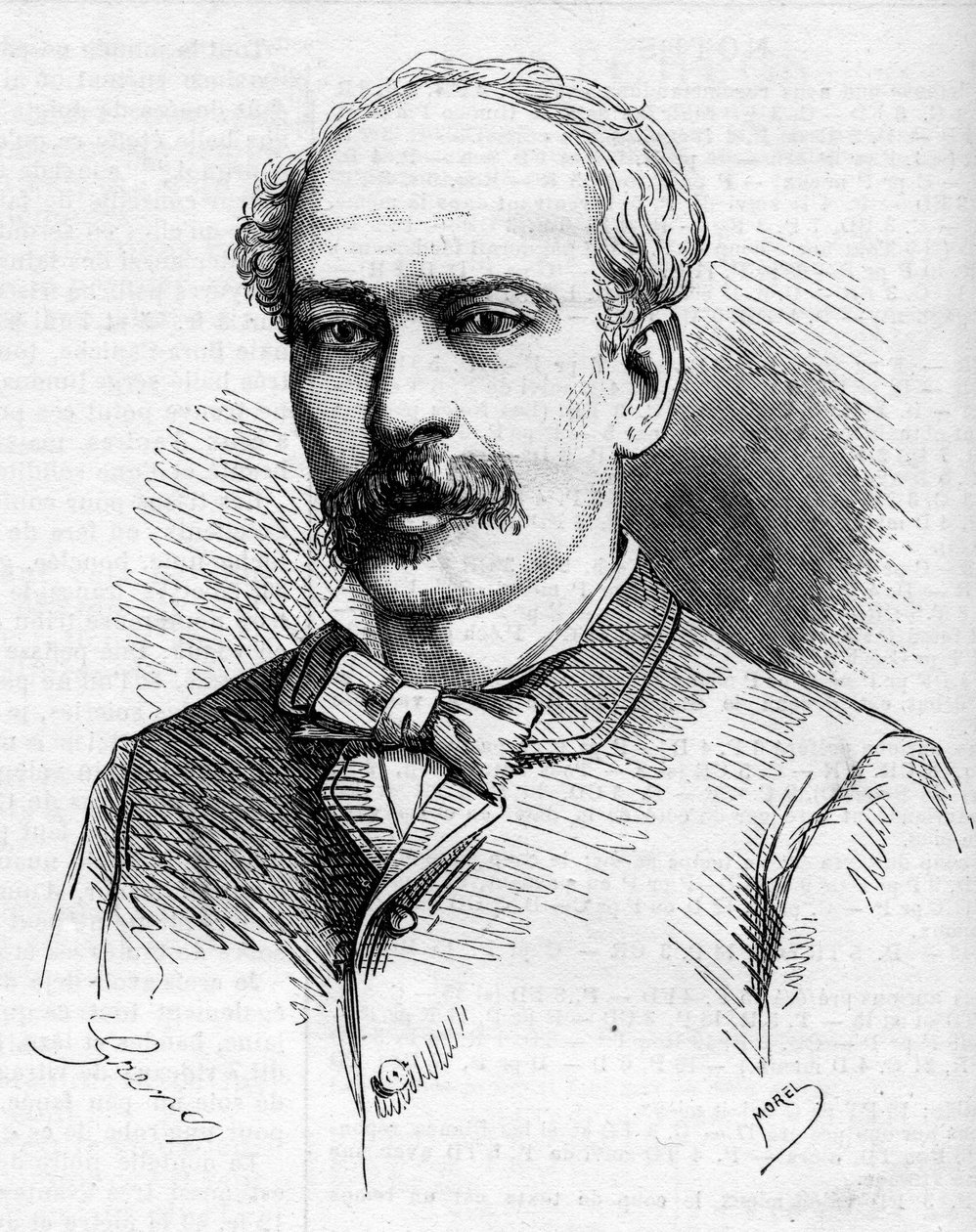 Portræt af Hermenegildo Capelo (1841-1917), portugisisk opdagelsesrejsende. Indgravering i ""Den illustere verden"" af French School