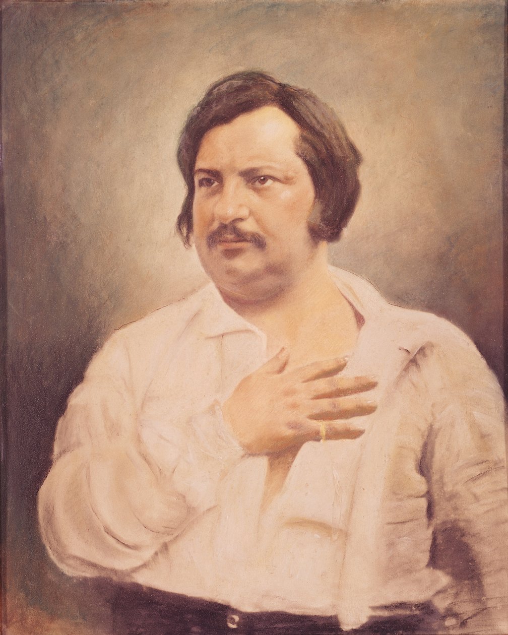 Portræt af Honore de Balzac (1799-1850) efter en daguerreotypi af French School