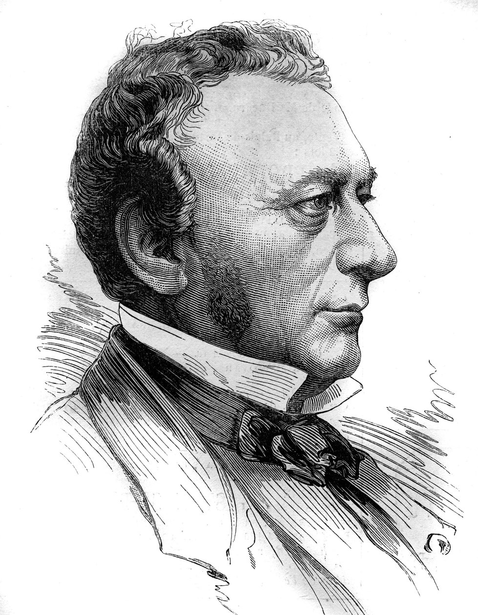 Portræt af Isaac Pereire (1800 - 1875), grundlægger af Societe de Credit mobilier og virksomheden generale transatlantic. Indgravering i "" Le Monde Illustré"" nr. 1218 af 31. juli 1880. af French School