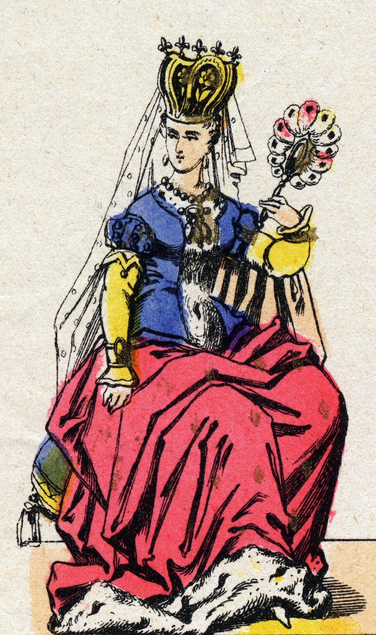 Portræt af Isabeau (Isabelle, Elisabeth) de Baviere (1371-1435), kone til Charles VI af Frankrig. (Kapetisk dynasti). af French School