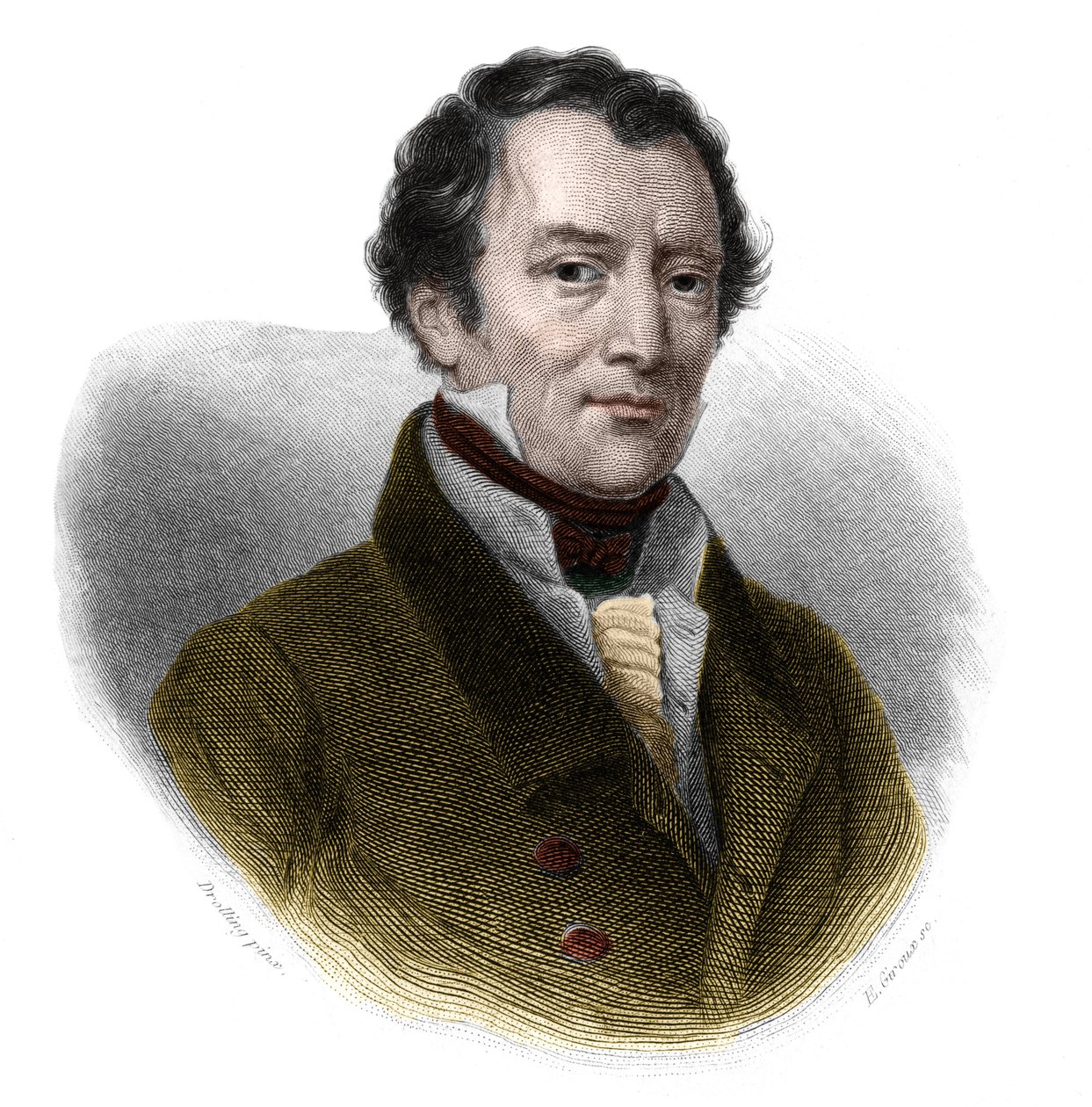 Portræt af Jacques-Antoine (Jacques Antoine) Manuel (1775-1827), fransk advokat og politiker. i "" Book of Speakers" af Louis de Cormenin Timon. 1842. Privat samling. af French School