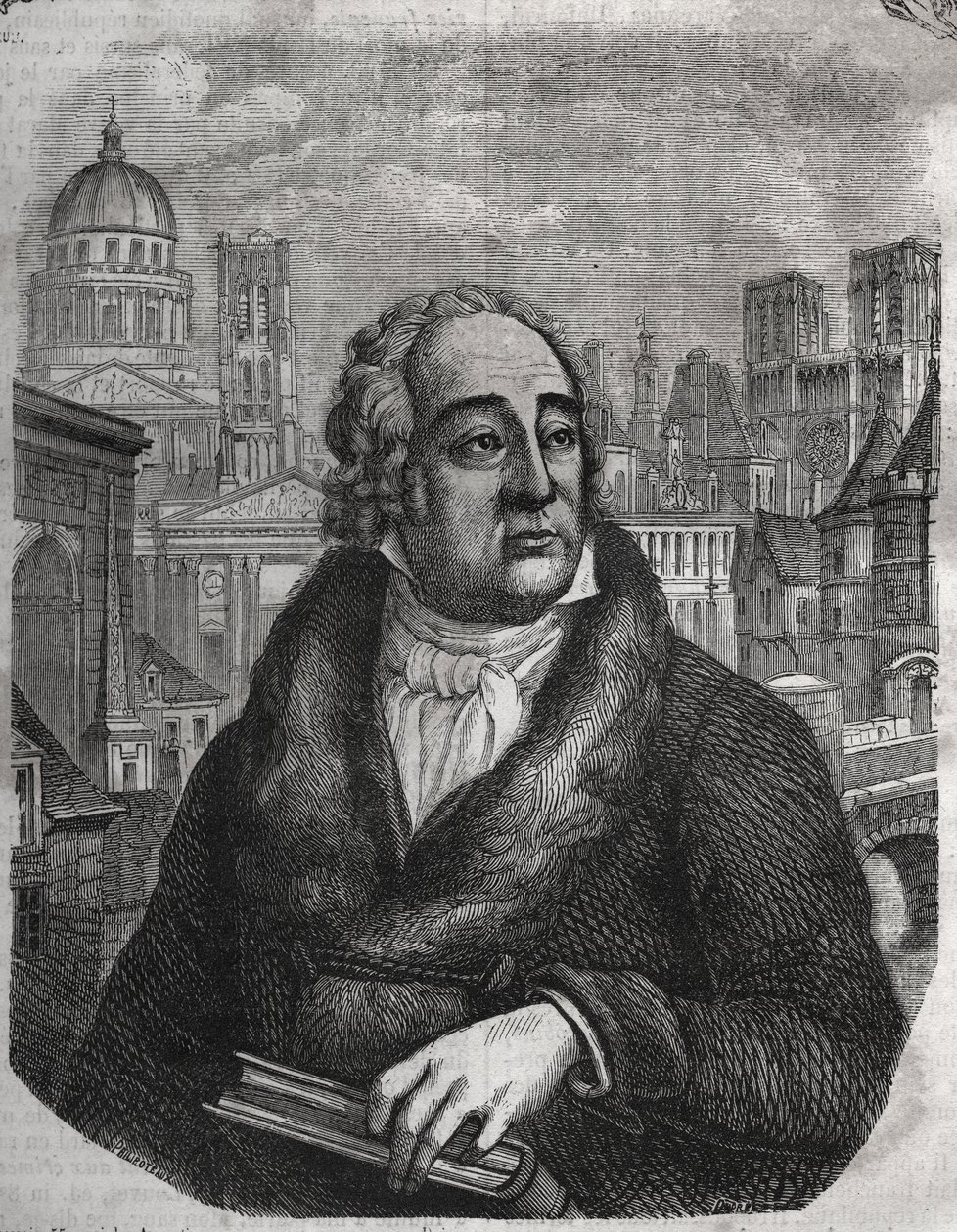 Portræt af Jacques-Antoine Dulaure (Jacques Antoine) (1755-1835) fransk arkæolog og historiker - Indgravering i "Paris fysiske, civile og moralske historie: fra de første historiske tider til i dag" af Jacques Antoine Dulaure. 1853 af French School