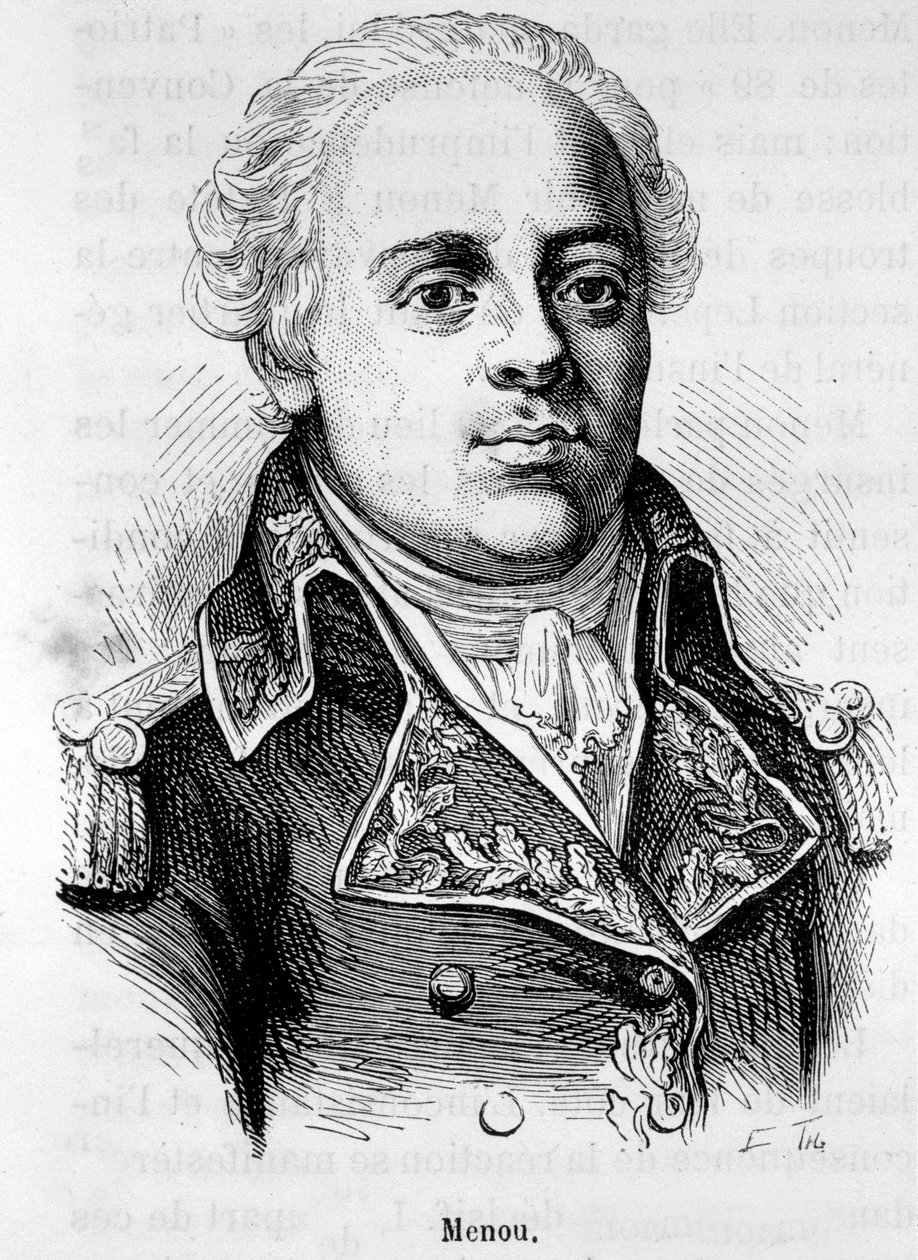Portræt af Jacques Francois Menou, Baron de Boussay, fransk general (1750-1810) - i "" The History of France"" af Henri Martin af French School
