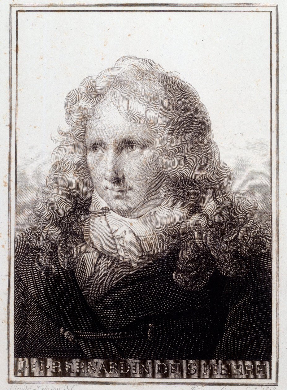 Portræt af Jacques Henri Bernardin de Saint Pierre (Saint-Pierre) (1737-1814), fransk forfatter. Anonym gravering af det 18. århundrede. Paris, Sorbonne-biblioteket af French School