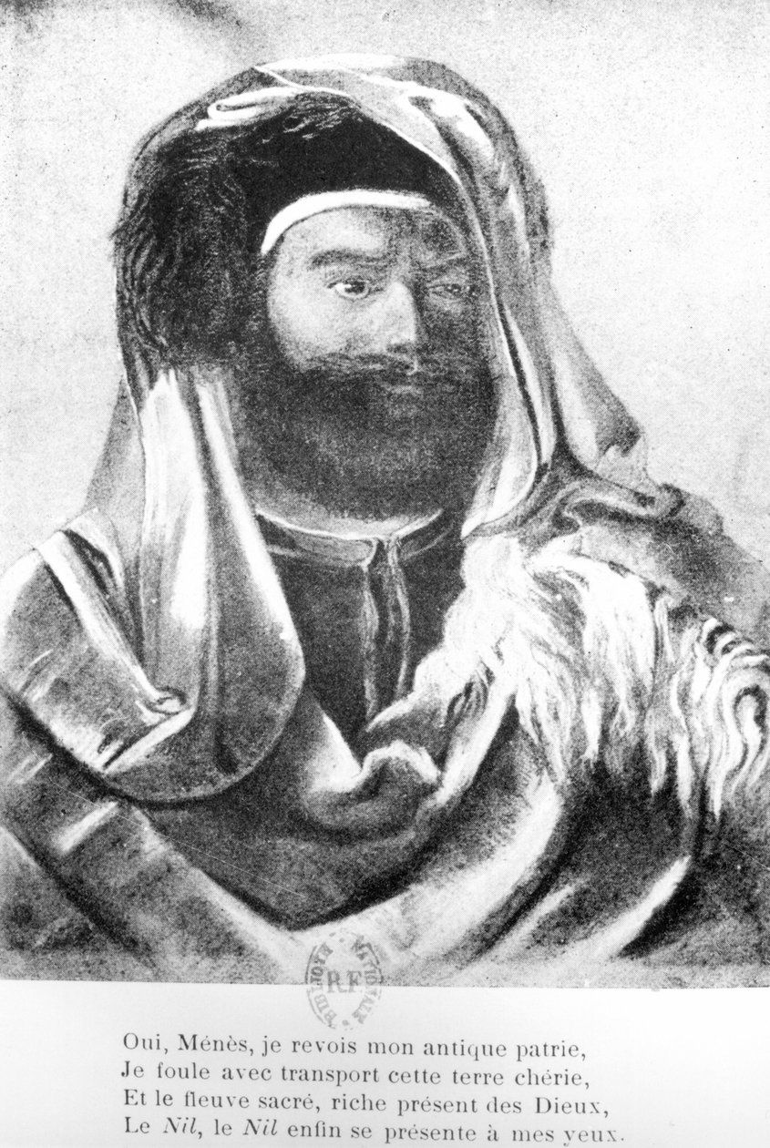 Portræt af Jean-Francois Champollion (1790-1832) i orientalsk kostume af French School