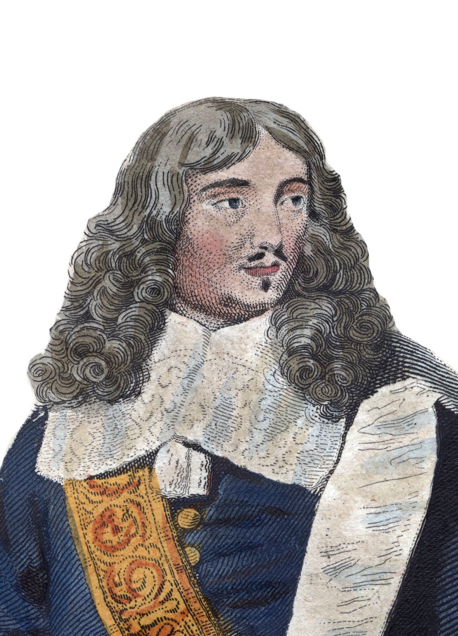 Portræt af Jean Baptiste (Jean-Baptiste) Colbert (1619-1683), fransk politiker. illustration fra ""Den franske Plutarch"" af Edmond Mennechet af French School