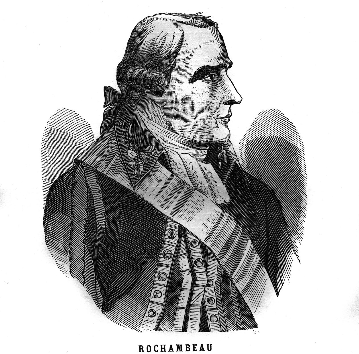 Portræt af Jean Baptiste Donatien de Vimeur, greve af Rochambeau (1725-1807), marskal af Frankrig. Indgravering i “Les Illustrations De L