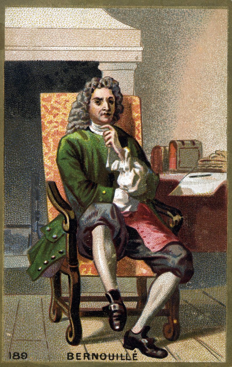 Portræt af Jean Bernoulli (Johann Bernouilli) (1667-1748) Kromolitografi fra slutningen af det 19. århundrede. af French School